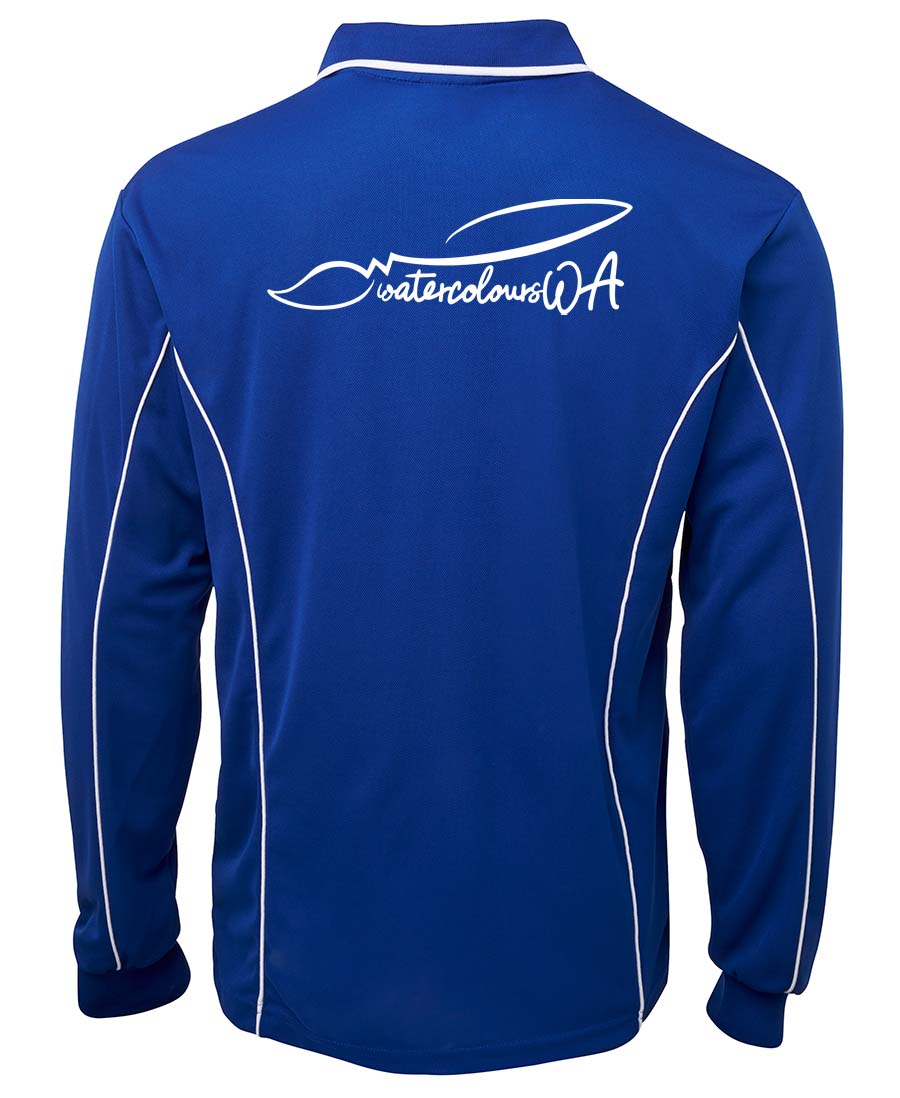 Water Colours WA royal blue and white polo double sided long sleeve