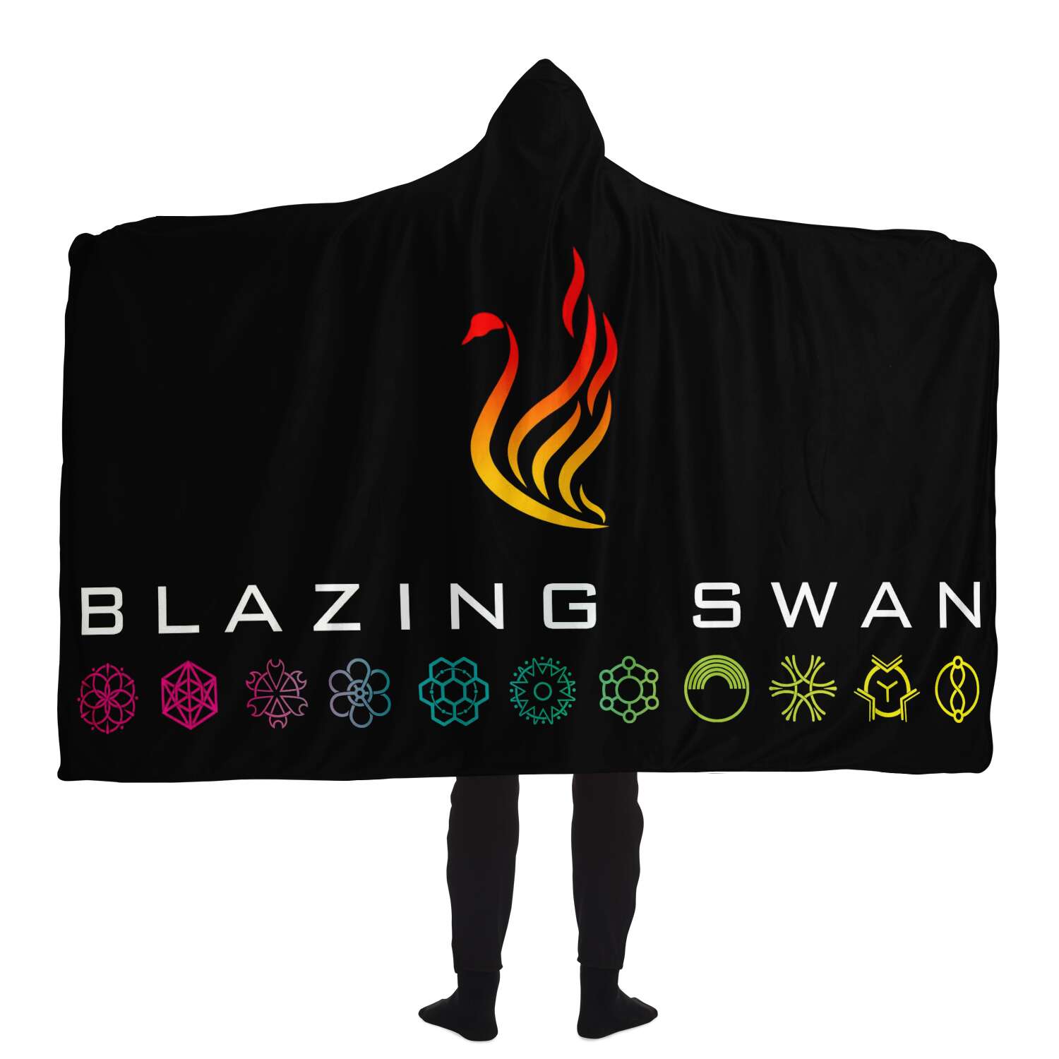 Blazing Swan Hooded Blanket