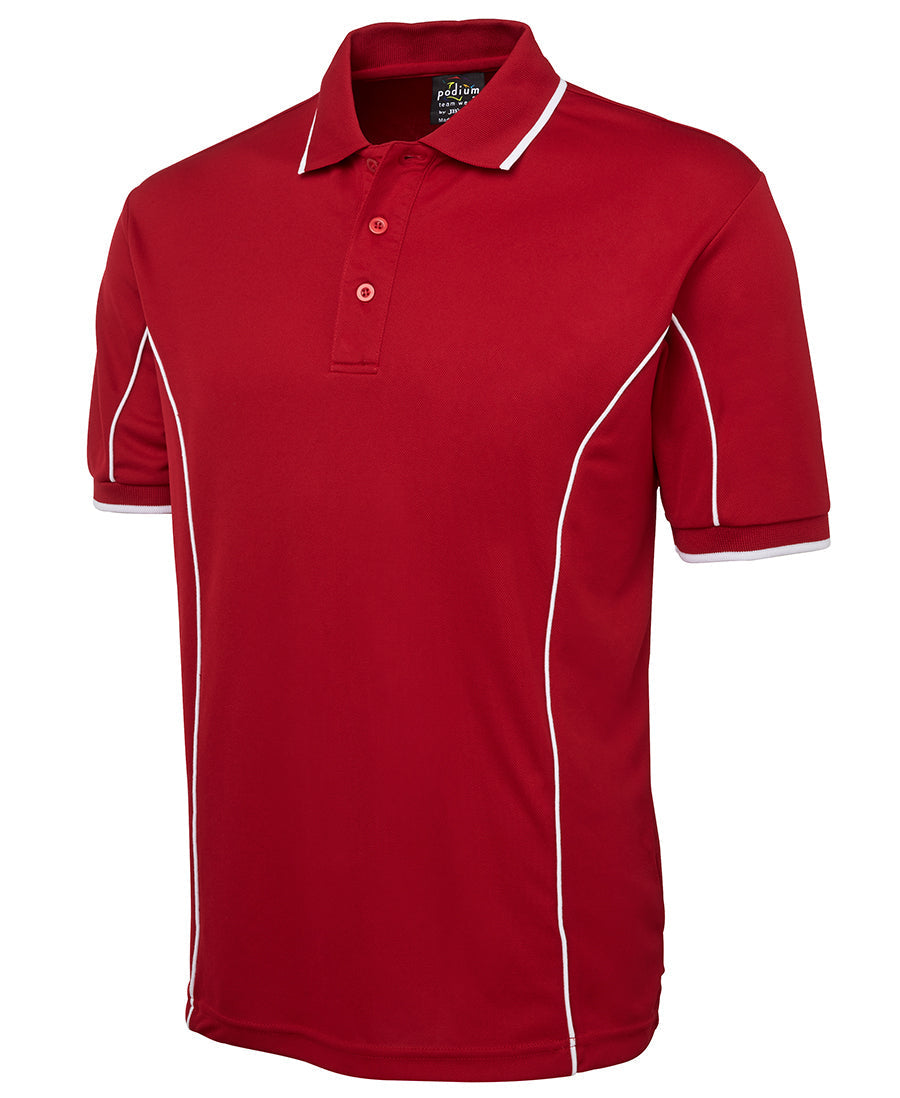 Embroidered Polo Shirt Red / White Piping
