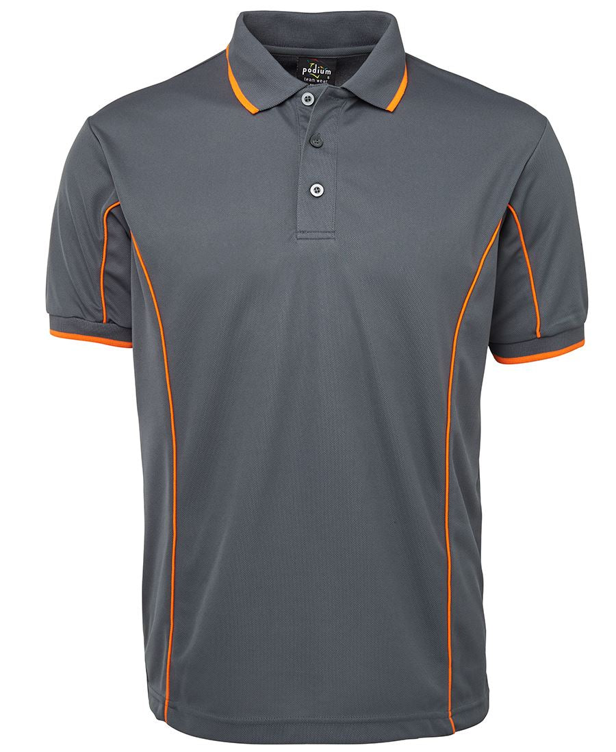 Custom Polo Shirt Grey / Orange Piping