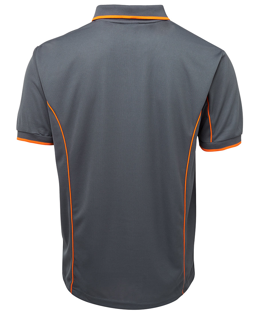 Custom Polo Shirt Grey / Orange Piping