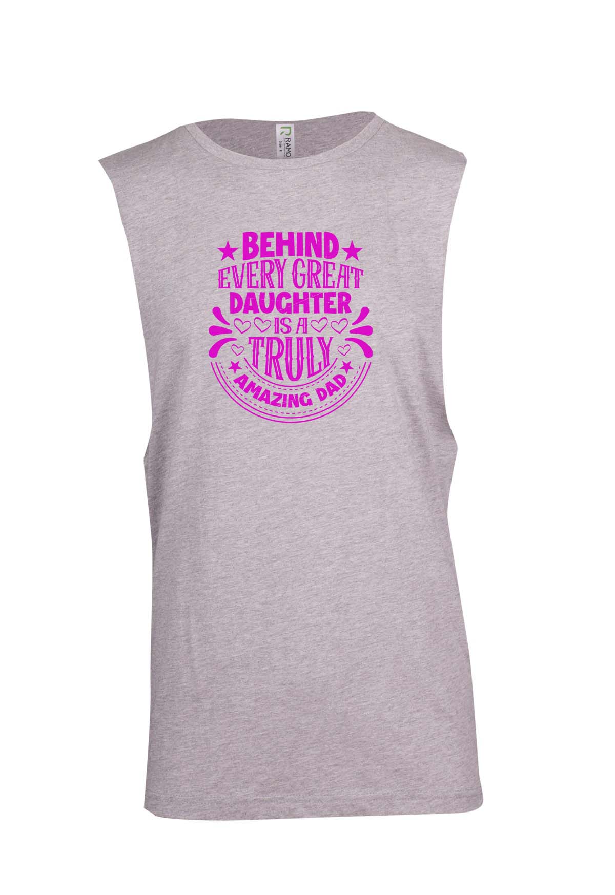 Behind Every Daughter (Pink) Logo - Fathers Day Muscle T