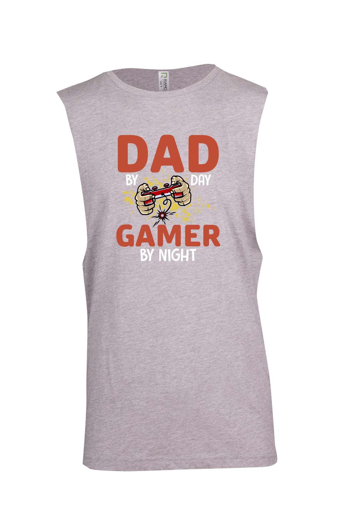 Dad by Day Gamer by Night Logo - Fathers Day Muscle T