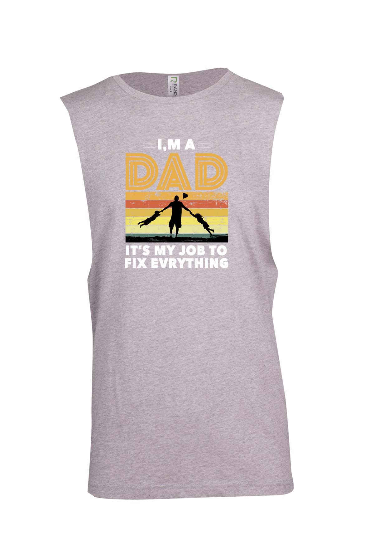 Dad's Job to Fix Everything Logo - Fathers Day Muscle T