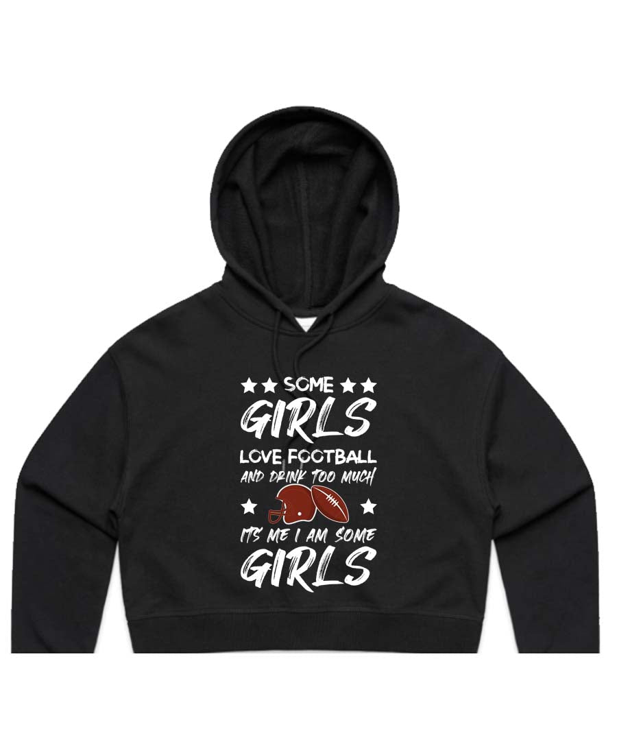 Some girls love football Ladies Cropped Hoodie