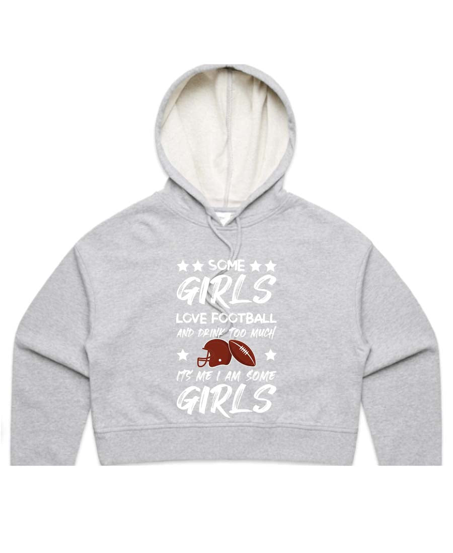 Some girls love football Ladies Cropped Hoodie