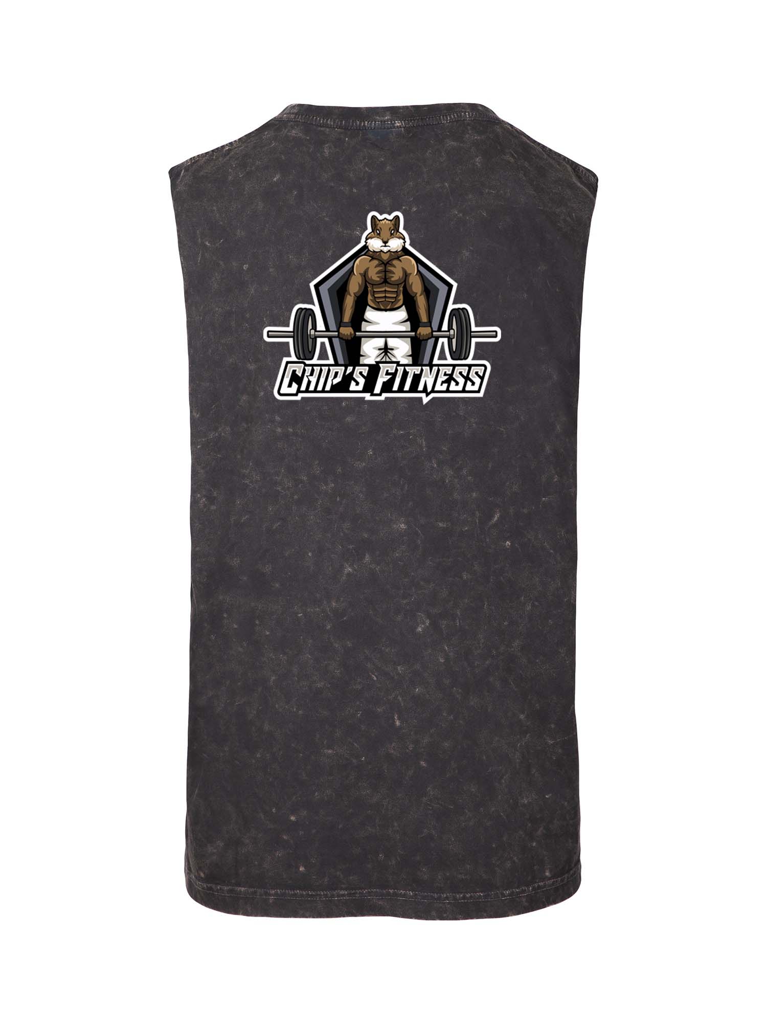Chip's Fitness Logo Muscle T stone wash double sided