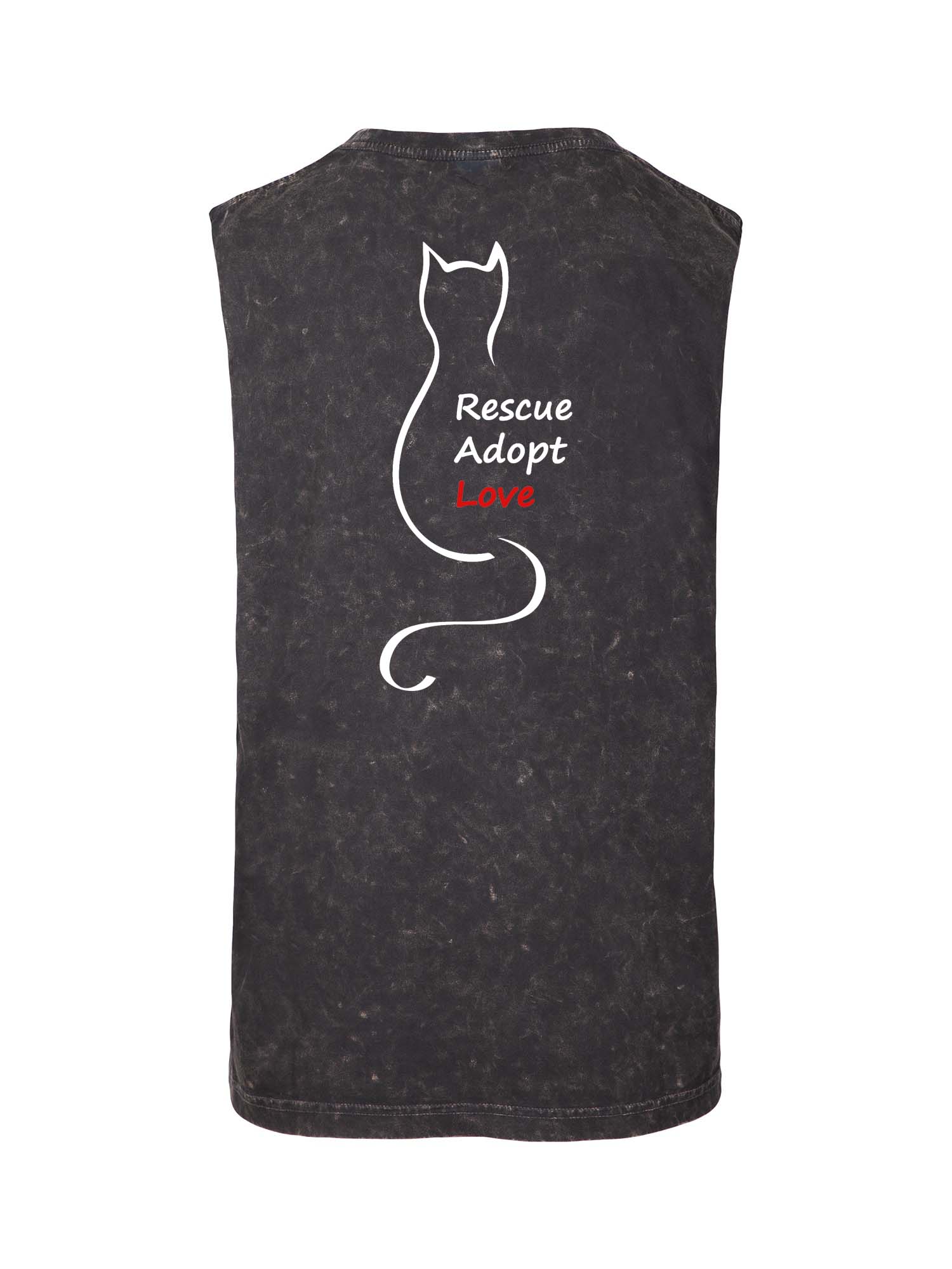 Perth Animal Rescue Logo Muscle T stone wash double sided